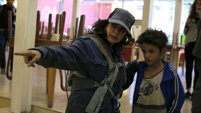 Nadine Labaki e Zain Al Rafeea durante a rodagem de 