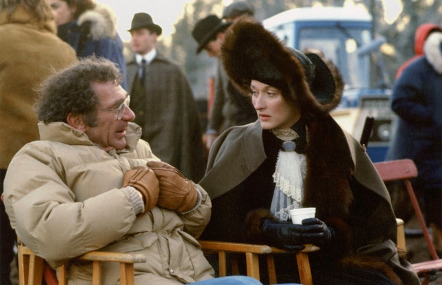 Sydney Pollack e Meryl Streep — rodagem de "África Minha"
