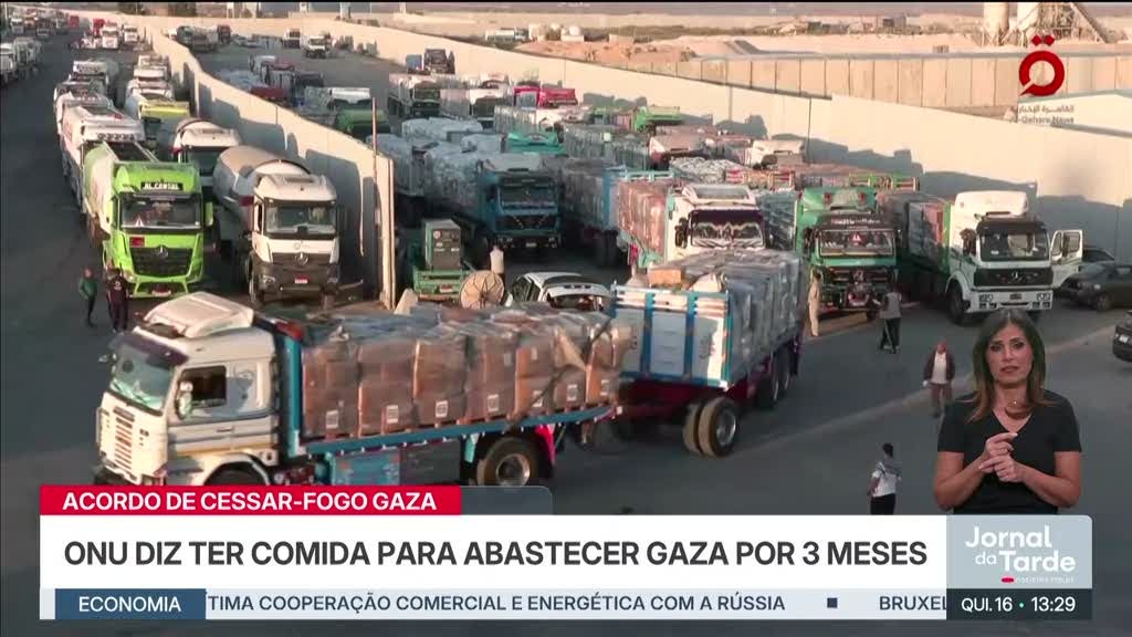 Dezenas de camiões com ajuda humanitária aguardam luz verde para entrar em Gaza