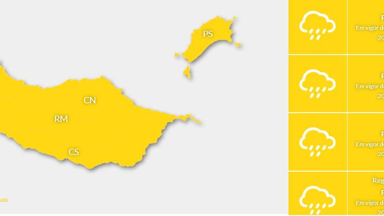 Previsões apontam para 24 horas de chuva na Madeira