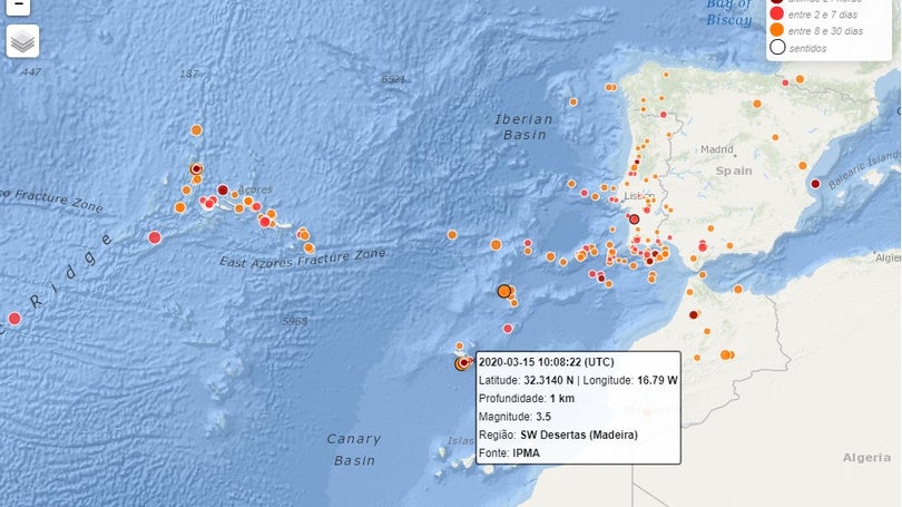 Sismo de magnitude 3.5 sentido na Madeira esta manhã