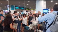 Peregrinos da Calheta em festa no Aeroporto da Madeira (vídeo)