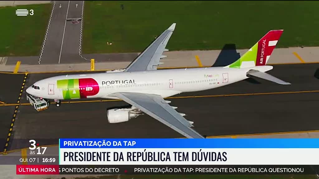 Notícia RTP. Presidente questionou Governo sobre a privatização da TAP