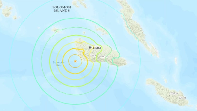 Imagem de Sismo de 7,3 na escala de Richter registado perto das Ilhas Salomão