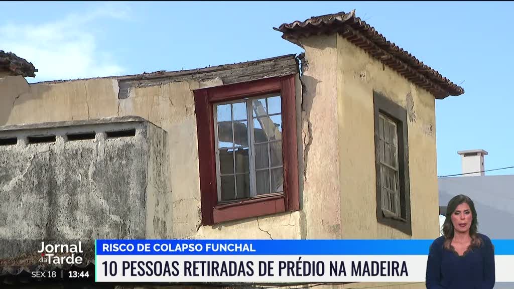 Desabamento conduz à retirada de dez pessoas de uma casa no centro do Funchal