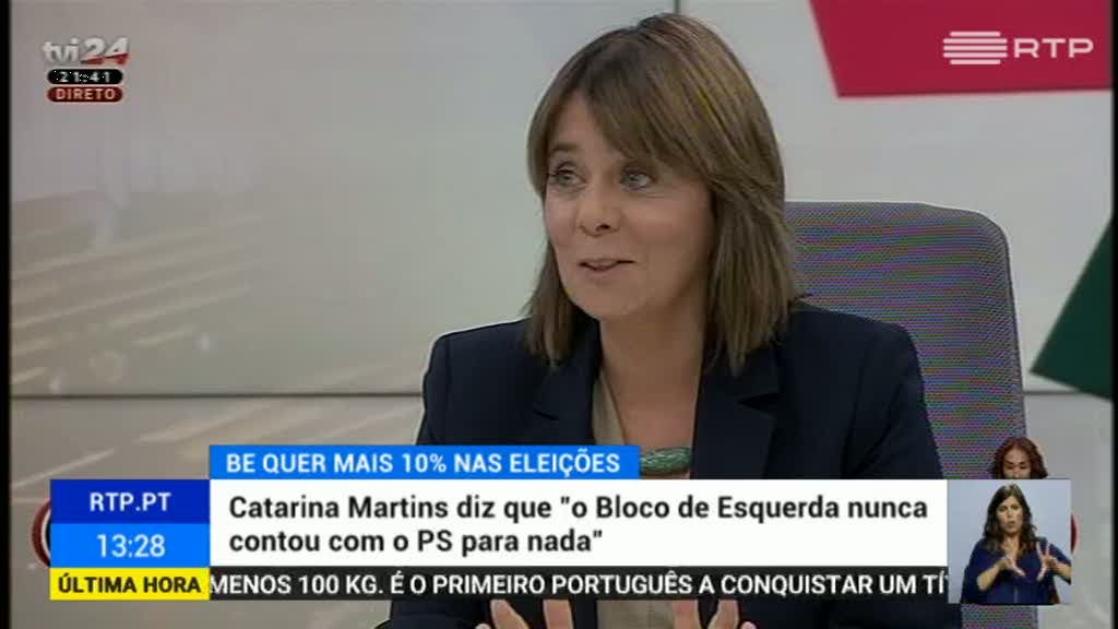 Bloco de Esquerda nunca contou com o PS para nada, afima Catarina Martins