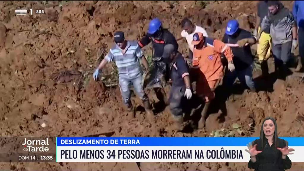 Subiu para 34 o números de mortes provocadas por deslizamento de terras na Colômbia