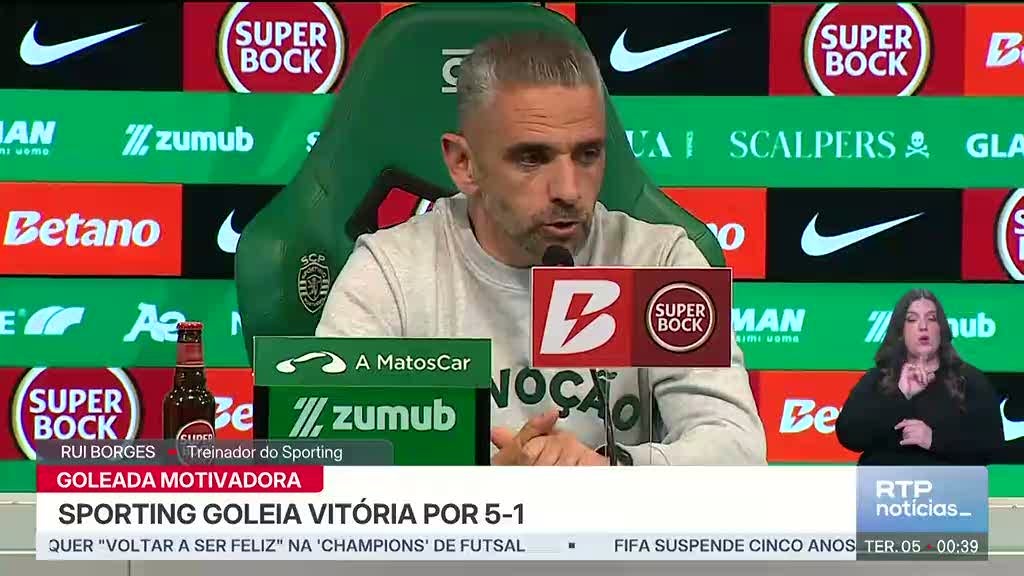 I Liga. Sporting goleia Vitória por 5-1 e alcança o Benfica no segundo lugar