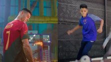 Imagem de CR7 e Cristianinho brilham entre as estrelas e lendas do futebol