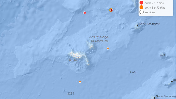 Sismo a Nordeste do Porto Santo