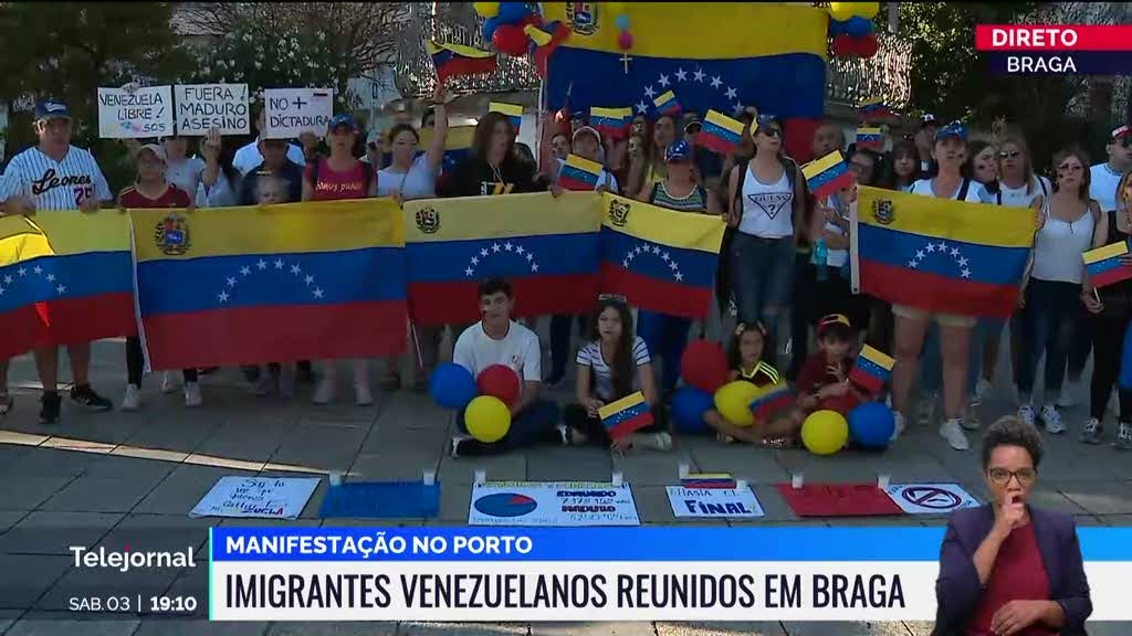 Imigrantes venezuelanos manifestam-se em Braga