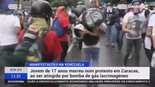 Imagem de Venezuela: Jovem morto por uma granada de lacrimogéneo