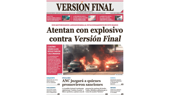 Imagem de Sede de diário privado Venezuelano atacada com granada