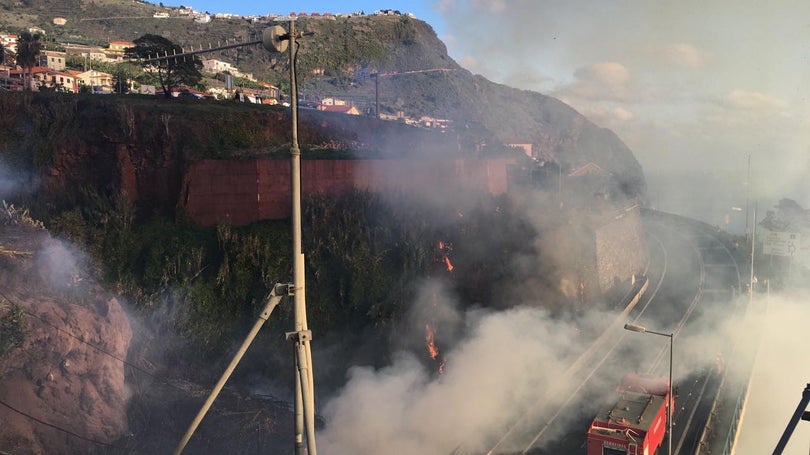 Incêndio numa zona de mato no Arco da Calheta