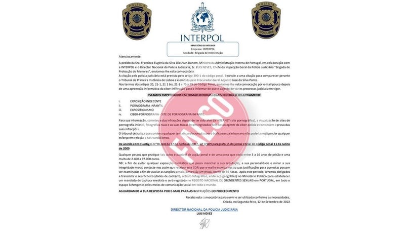 Imagem de PJ alerta para mensagens falsas com o nome das instituições ligadas ao combate ao crime
