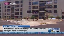 Crianças do bairro da Nazaré improvisam piscina em plena rua