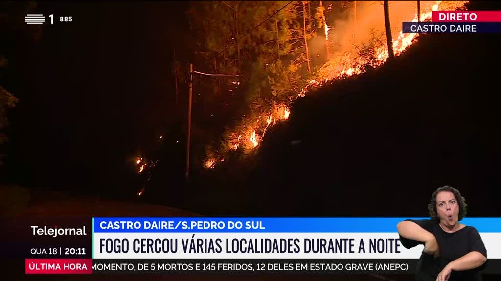 Bombeiros continuam vigilantes no incêndio de Castro Daire e São Pedro do Sul