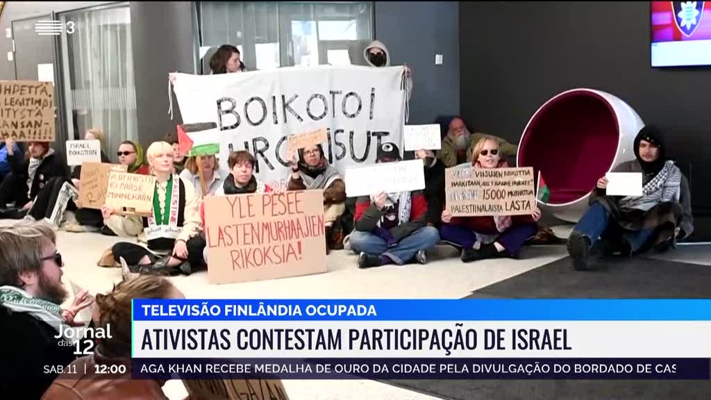 Eurovisão. Televisão pública da Finlândia ocupada por manifestantes pró-Palestina