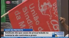 Imagem de Sindicato da hotelaria em ação de protesto contra a precariedade no setor (Vídeo)