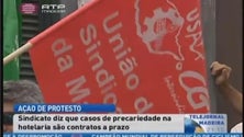 Sindicato da hotelaria em ação de protesto contra a precariedade no setor (Vídeo)