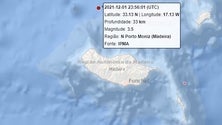 Imagem de Sismo registado ao largo da Madeira