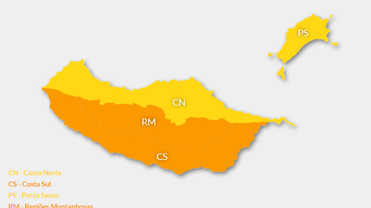 Madeira sob aviso laranja devido à chuva