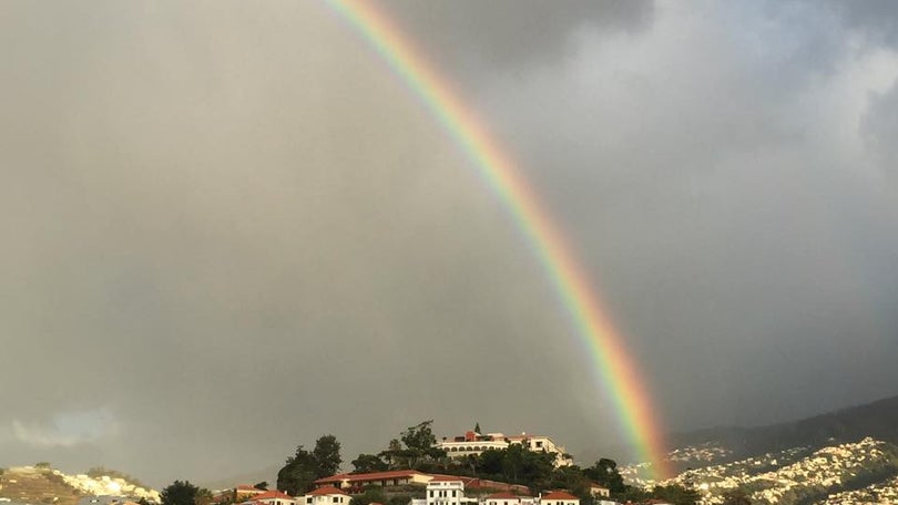 Imagem de Madeira com aviso amarelo para chuva e vento forte