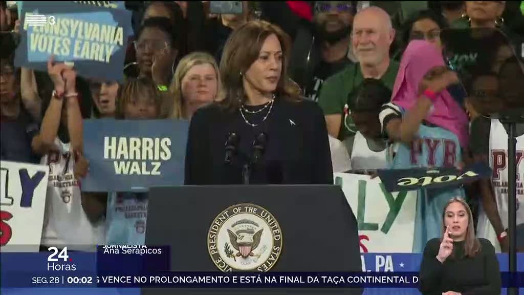 Eleições EUA. Kamala Harris em campanha na Pensilvânia