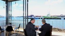 Imagem de Bom tempo ajuda as comemorações do 10 de junho em São Miguel, sublinha o Presidente da república à chegada