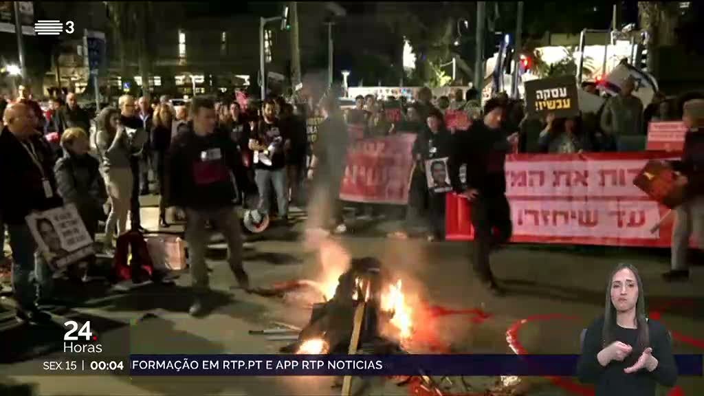 Manifestação em Telavive pela libertação de reféns