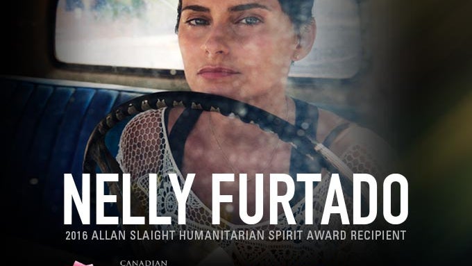 Nelly Furtado is the  2016 recipient of the Allan Slaight Humanitarian Spirit Award