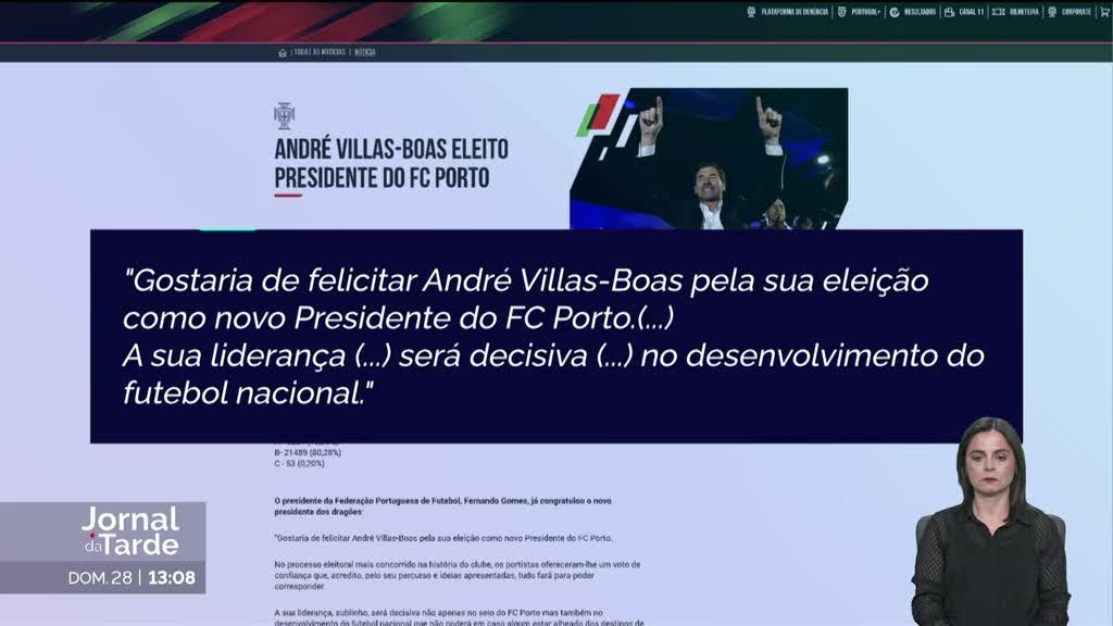 FPF e Liga felicitam Villas-Boas e recordam legado de Pinto da Costa