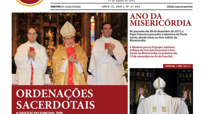 Imagem de Jornal da Madeira gratuito e com assuntos da Diocese do Funchal