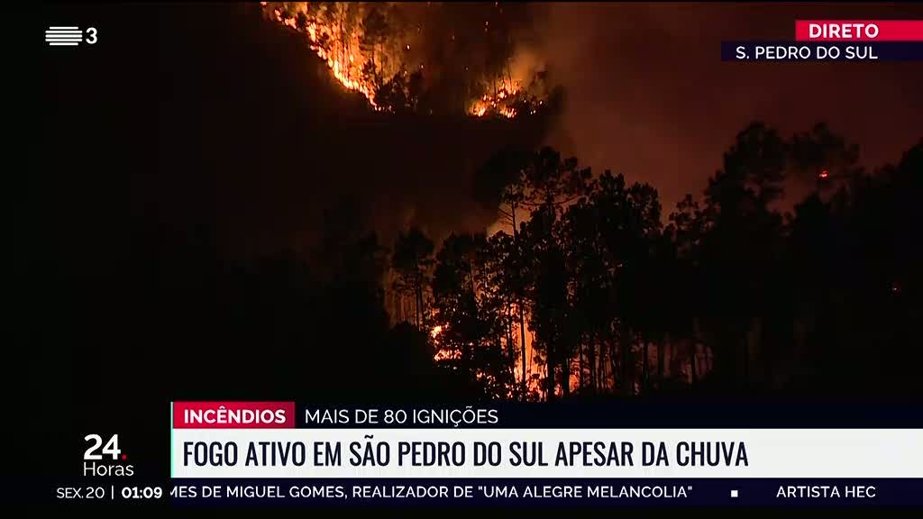 Fogo ativo em São Pedro do Sul apesar da chuva