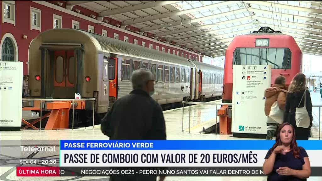 Passe ferroviário verde vai custar 20 euros mensais aos jovens