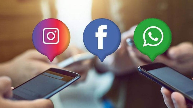 Imagem de Facebook, Instagram e WhatsApp em baixa