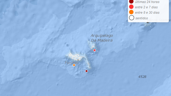 Dois sismos de magnitude 1.9 registados no Arquipélago da Madeira