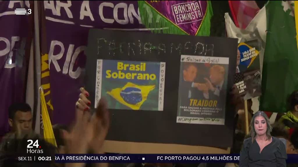 Protestos em São Paulo contra as tarifas de Donald Trump