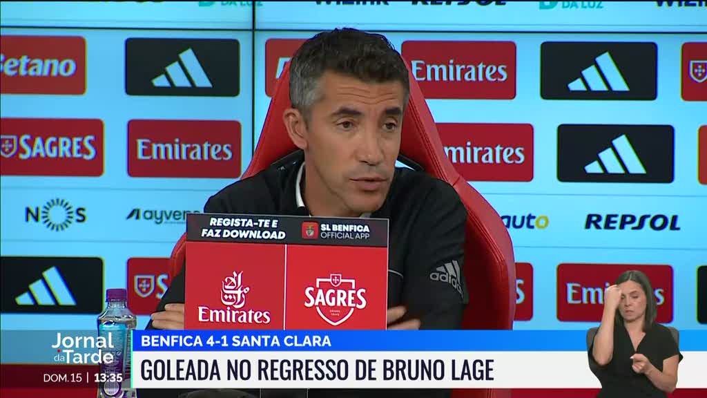 Benfica goleia Santa Clara no regresso de Bruno Lage ao clube