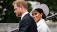 Imagem de Harry e Meghan na missa marcada pela ausência da rainha Isabel II