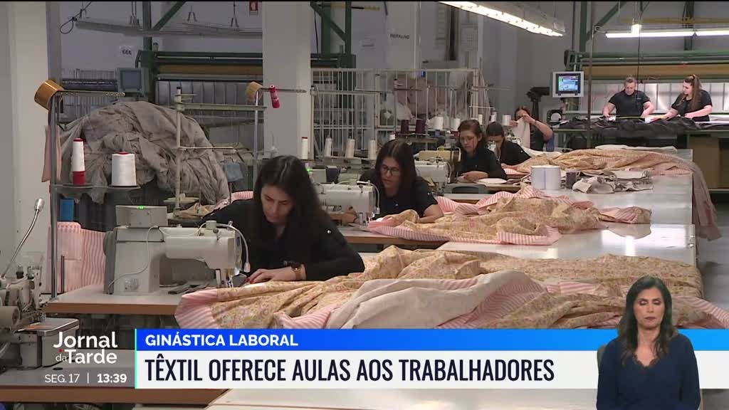 Empresa têxtil oferece aulas de ginástica aos trabalhadores