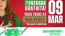 Imagem de Marítimo anuncia entrada gratuita para as mulheres na receção ao Moreirense