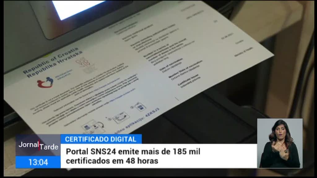 Covid-19. Portal SNS24 jÃ¡ emitiu 185 mil certificados digitais