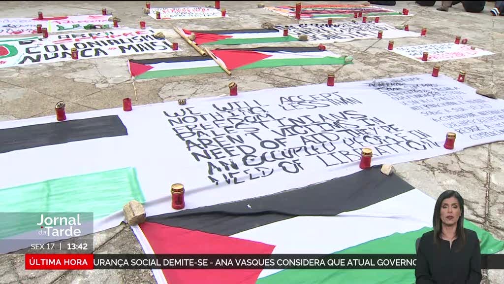Solidários com a Palestina. Estudantes ocuparam jardim da universidade do Porto