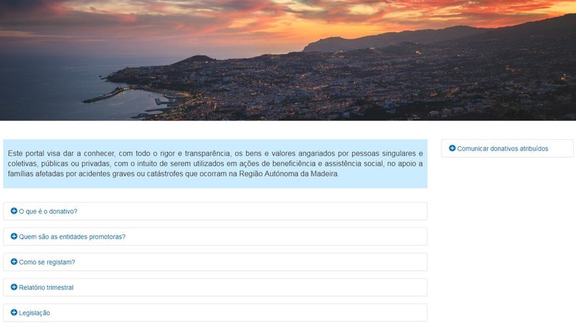 Madeira cria registo `online` de donativos concedidos por catástrofes