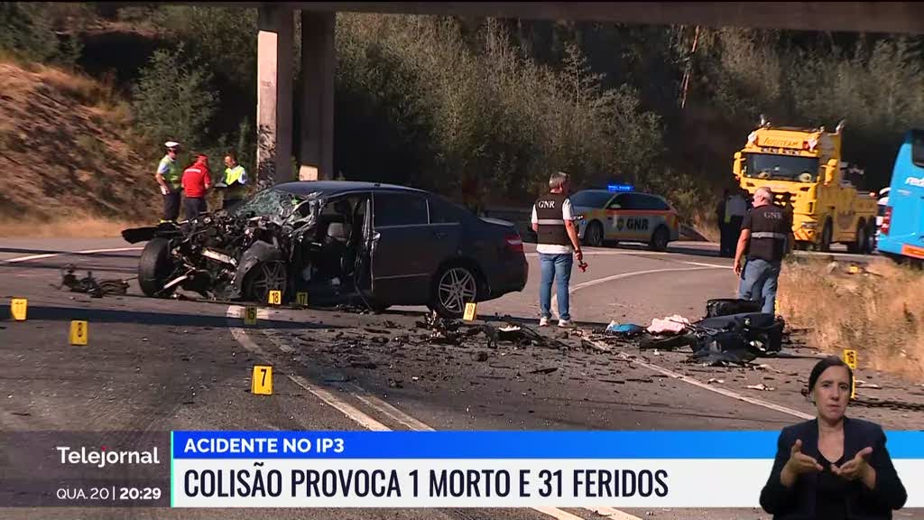 Acidente no IP3. Colisão provoca um morto e 31 feridos