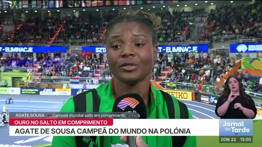 Imagem de Salto em comprimento. Agate de Sousa sagrou-se campeã do mundo