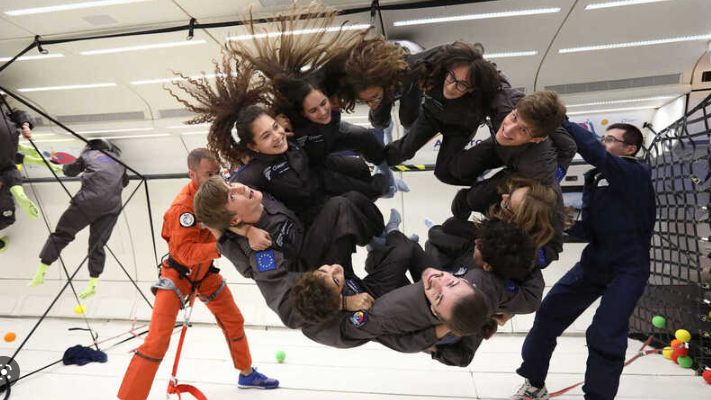 Astronautas por um Dia em voo de gravidade zero