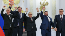 Imagem de Putin assina tratados de anexação de quatro regiões ucranianas