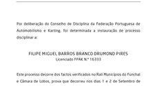 Imagem de Filipe Pires suspenso e com processo disciplinar por parte da FPAK